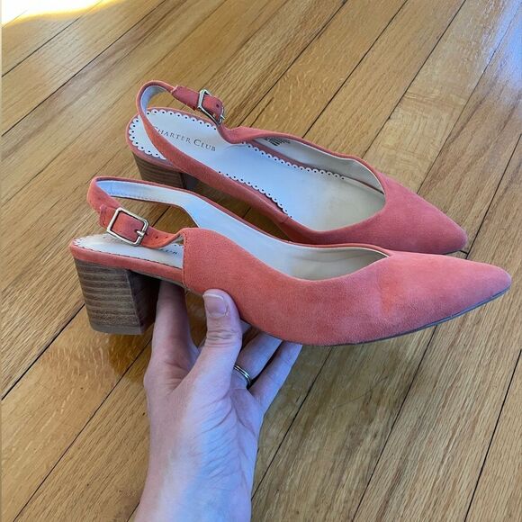 Charter Club Shoes - Charter Club Women's Audraa Slingback Heels Orange 8.5M
